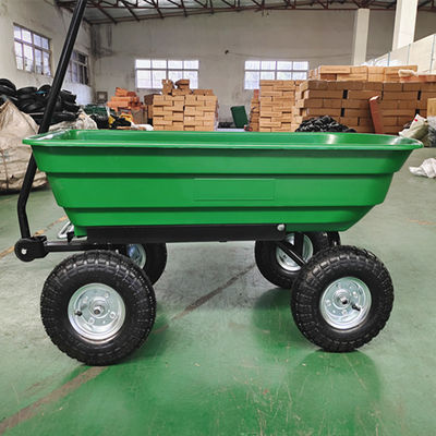 Yardımcı Program 10 İnç Pnömatik Lastikler Tekerlekli Bahçe Damperli Kamyon 75L Kapasite