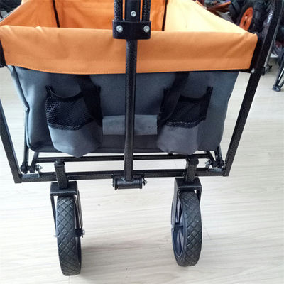 4 Tekerlekli Katlanabilir Vagon Arabası Paslanmaz Çelik Çerçeve Açık Katlanır Vagon