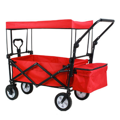 Evrensel Tekerlekli 80kg Ağır Hizmet Katlanabilir Vagon Metal Katlanır Bahçe Arabası