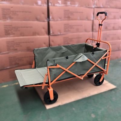 PVC Tekerlek Turuncu Katlanır Vagon Taşınabilir Plaj Arabası Arabası Kamp Vagonu