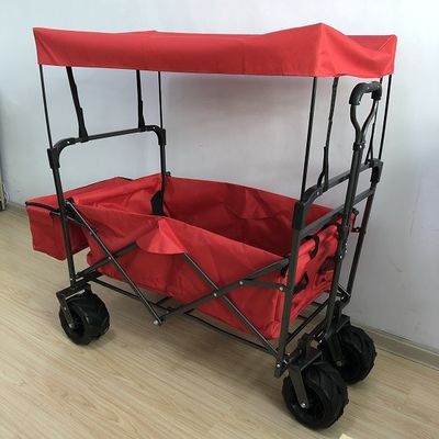 PVC Kumaş Büyük Katlanabilir Vagon Programı Kırmızı Kapaklı Taşınabilir Plaj Vagonu