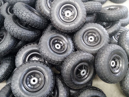 350 4 Gri Plastik Jant Pnömatik Araba Tekerlekleri 10 İnç El Arabası Tekerleği Değiştirme