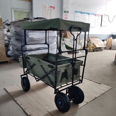 Gölgelikli 87cm Plaj Katlanır Vagonu 106cm Katlanır Plaj Arabası 600D Oxford Kumaş