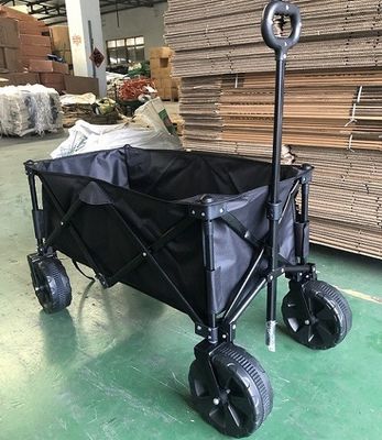 Siyah Katlanabilir Vagon Arabası Ağır Hizmet Tipi 70kg Katlanır Kamp Vagonu Festival Sepeti
