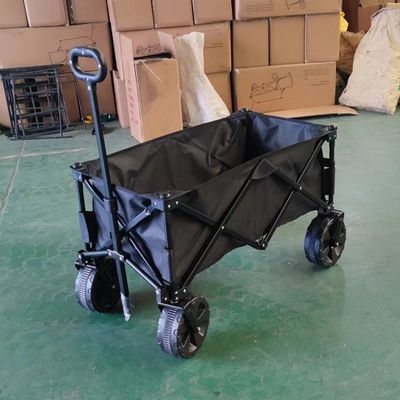 Siyah Katlanabilir Vagon Arabası Ağır Hizmet Tipi 70kg Katlanır Kamp Vagonu Festival Sepeti