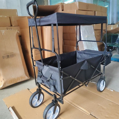 Gölgelik Açık ile Deluxe Depolama Katlanır Plaj Vagon Katlanır Arabası