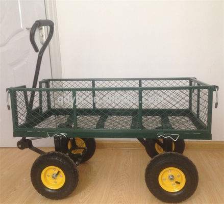 Flatbed, Utility Metal Wagon'a Dönüştürülmesi İçin Çıkarılabilir Mesh Kenarları ile Ağır Görevli 75L Bahçe Ağı Araba