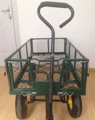 Flatbed, Utility Metal Wagon'a Dönüştürülmesi İçin Çıkarılabilir Mesh Kenarları ile Ağır Görevli 75L Bahçe Ağı Araba