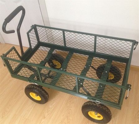 Flatbed, Utility Metal Wagon'a Dönüştürülmesi İçin Çıkarılabilir Mesh Kenarları ile Ağır Görevli 75L Bahçe Ağı Araba