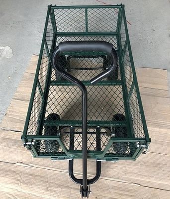 50L Utility Mesh Çelik Bahçe Araba Kapatılabilir Kenarları ve 4.10/3.50-4 inç Tekerlekleri ile Uygulanabilir Uygulanabilir Araba
