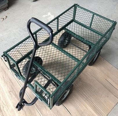 50L Utility Mesh Çelik Bahçe Araba Kapatılabilir Kenarları ve 4.10/3.50-4 inç Tekerlekleri ile Uygulanabilir Uygulanabilir Araba