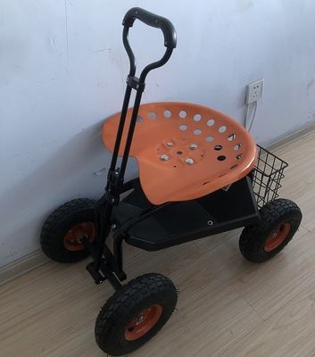 Alet Tepsisi Dikim Turuncu ile Ağır Hizmet Tipi Bahçe Yuvarlanan Çalışma Koltuğu