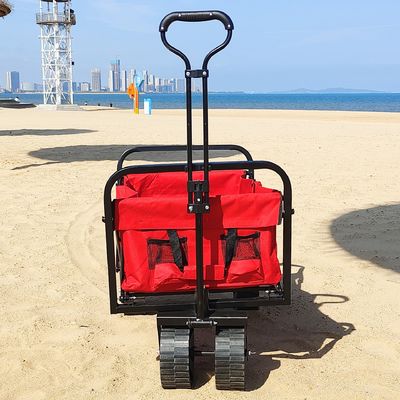 Geniş Tekerlekler Pratik Katlanabilir Plaj Arabası Kaynaklı Endüstriyel Depolama Katlanır Vagon