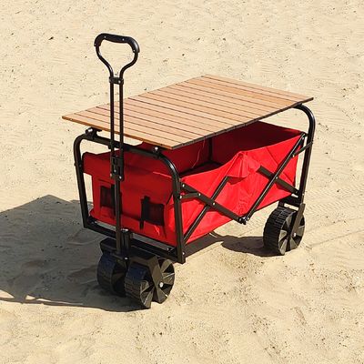 Geniş Tekerlekler Pratik Katlanabilir Plaj Arabası Kaynaklı Endüstriyel Depolama Katlanır Vagon