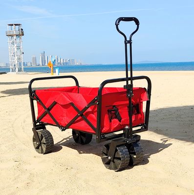 Geniş Tekerlekler Pratik Katlanabilir Plaj Arabası Kaynaklı Endüstriyel Depolama Katlanır Vagon