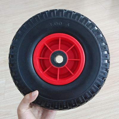 300-4 Kırmızı Jant Lastik Tekerlek 10 İnç Lastik Bahçe Sepeti El Arabası Pnömatik Tekerlekler