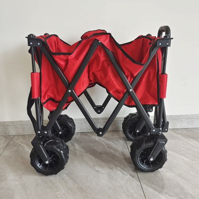 O-Tipi Ayarlanabilir Saplı Katlanır Vagon Pu Geniş Tekerlekli Katlanabilir Plaj Kamp Arabası