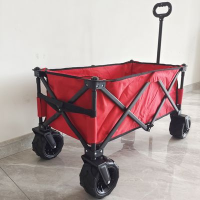 O-Tipi Ayarlanabilir Saplı Katlanır Vagon Pu Geniş Tekerlekli Katlanabilir Plaj Kamp Arabası