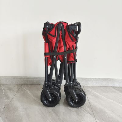 O-Tipi Ayarlanabilir Saplı Katlanır Vagon Pu Geniş Tekerlekli Katlanabilir Plaj Kamp Arabası