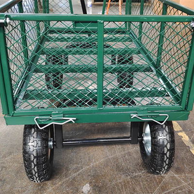 Ağır Güçlü Dört Tekerlekli Metal Mesh Bahçe Araba - Dışarıdaki Görevler İçin Mükemmel