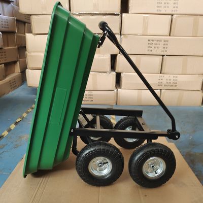 Tek Kulplu Bahçe Damperli Kamyon 10 İnç 350-4 Pnömatik Lastik Tekerlekler 75L Kapasiteli Bahçe Sepeti